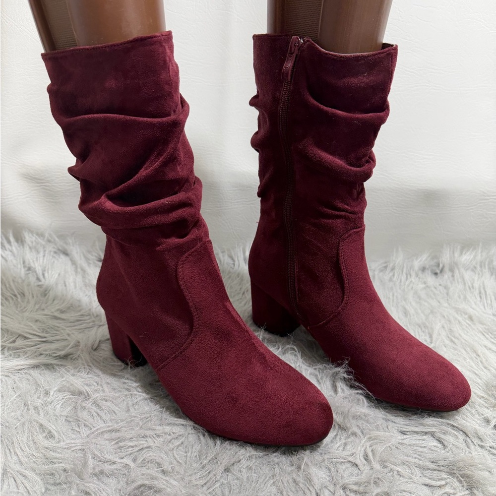 Nature Breeze Elegant Burgundy Suede Boots